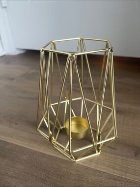 Source Unknown Gold Geometric Candle Holder